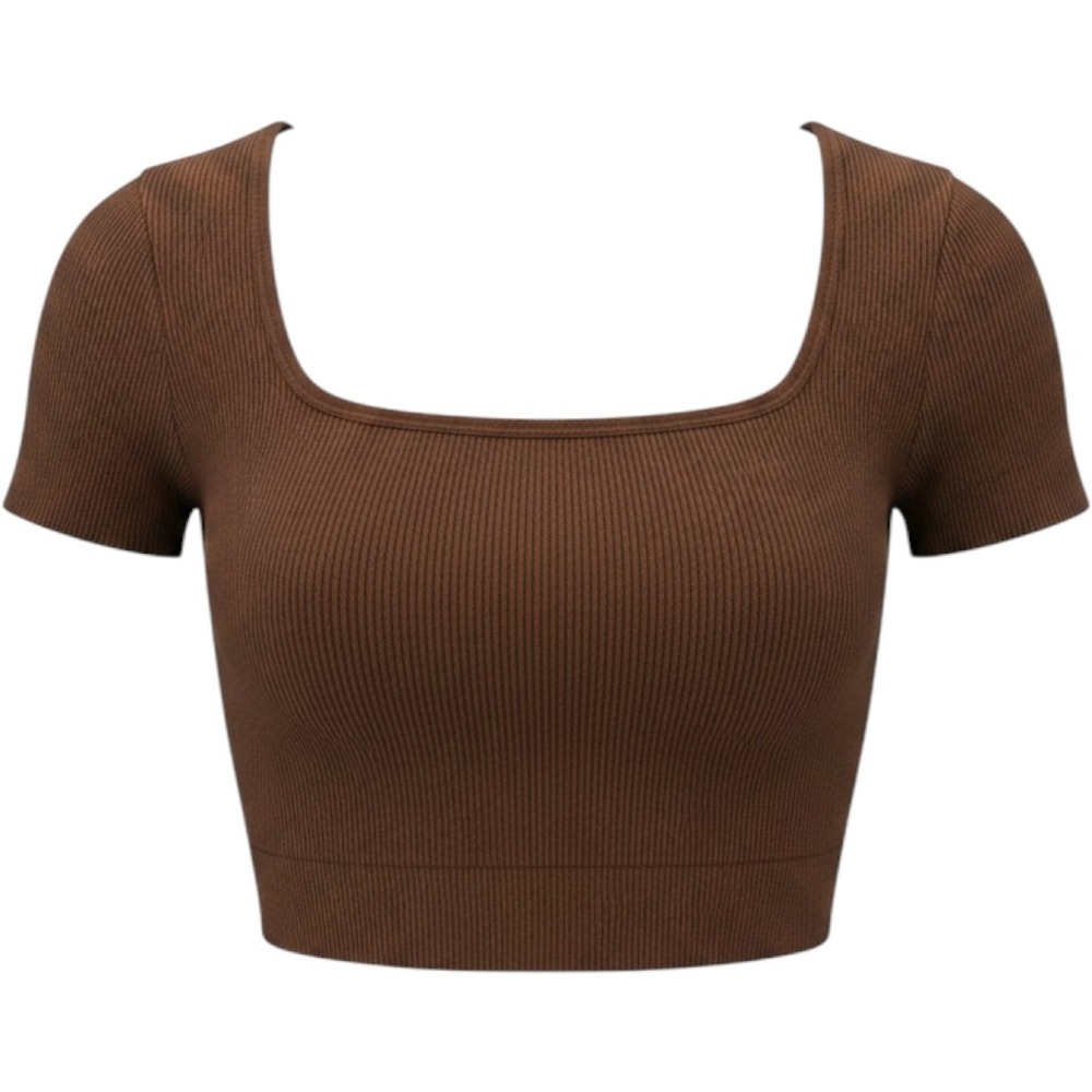 Wild Fable Womens XL Dark Brown Seamless Ribbed Square Neck Crop Top